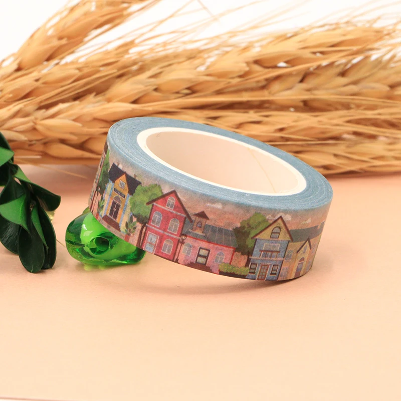 NEW 1PC Decorative Cute Cafe House Building Japanese Paper Washi Tape Craft Journal Adhesive Masking Tape Stationery 5