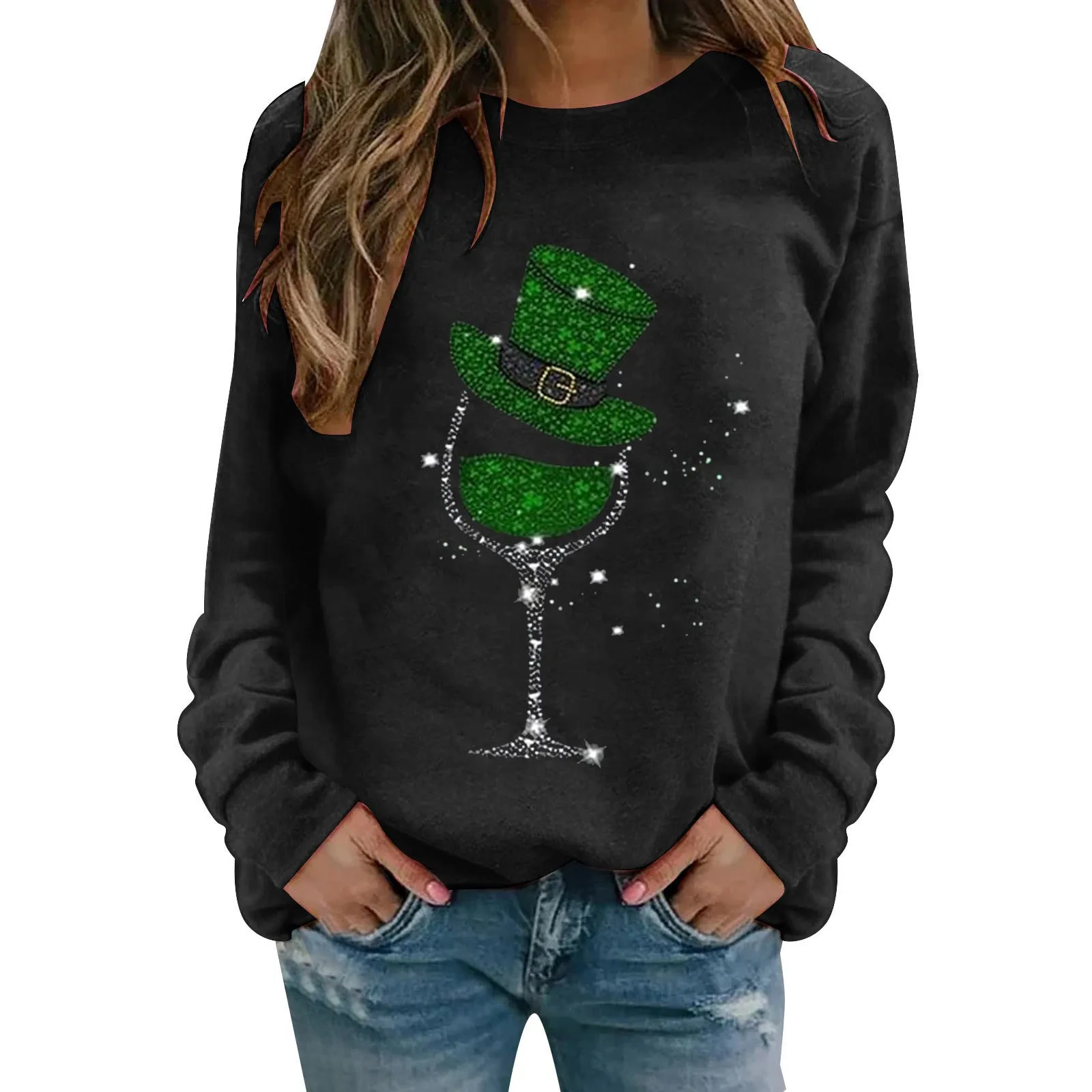 

Cute Pattern Womens Round Neck Long Sleeve Sweatshirts Casual Cute Top Long Sleeve Loose Fashion Sweatshirts Fall Tunic