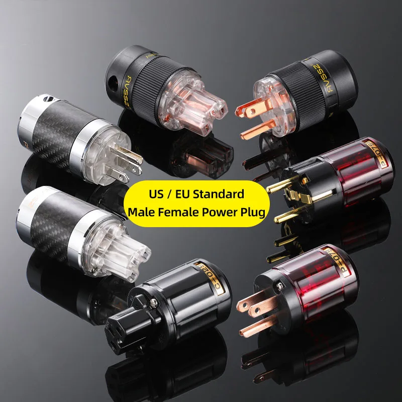 Oyaide C-079 P-079E Schuko Europa Spina Di Alimentazione Ue Connettore Audio Iec Placcato Oro 24K Audio Femmina-Maschio Hifi Trasparente