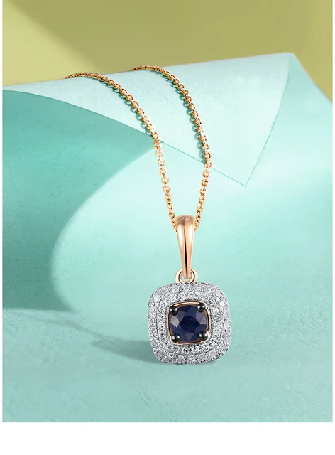 ヴィストソ-女性用14K,585ローズゴールドペンダント,天然石 