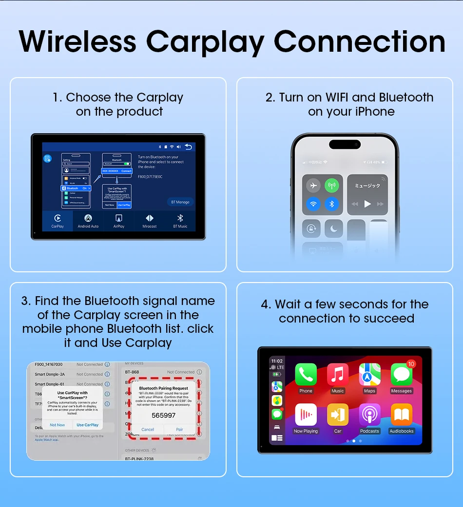 7/8/9 بوصة دعم التوجيه والصورة راديو مرآة السيارة اللاسلكي Carplay أندرويد السيارات الوسائط المتعددة مشغل فيديو شاشة عالمية