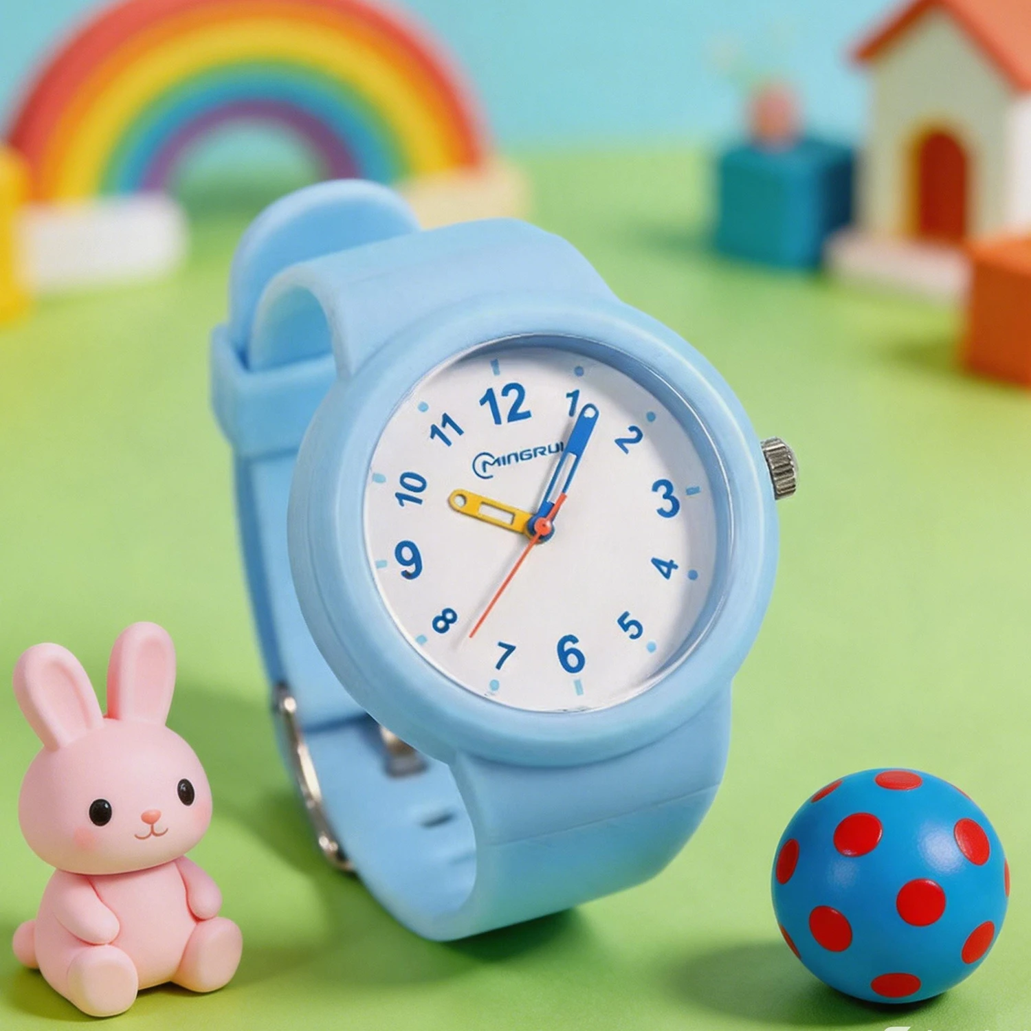 Pink Quartz Children Watches Silicone Strap Waterpoof Blue Analog Kids Wriwtches for Girls Boys