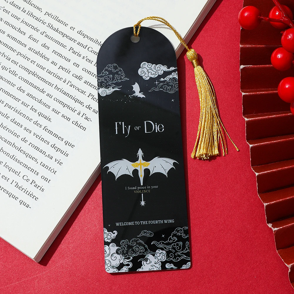 1PC Acotar Fourth Wing Series Acrylic Bookmark Dragon Series Book Tassel Accessory Perfect Gift for Book Lovers Fiction Fans bookmarks stationery supplies acrylic bookmark