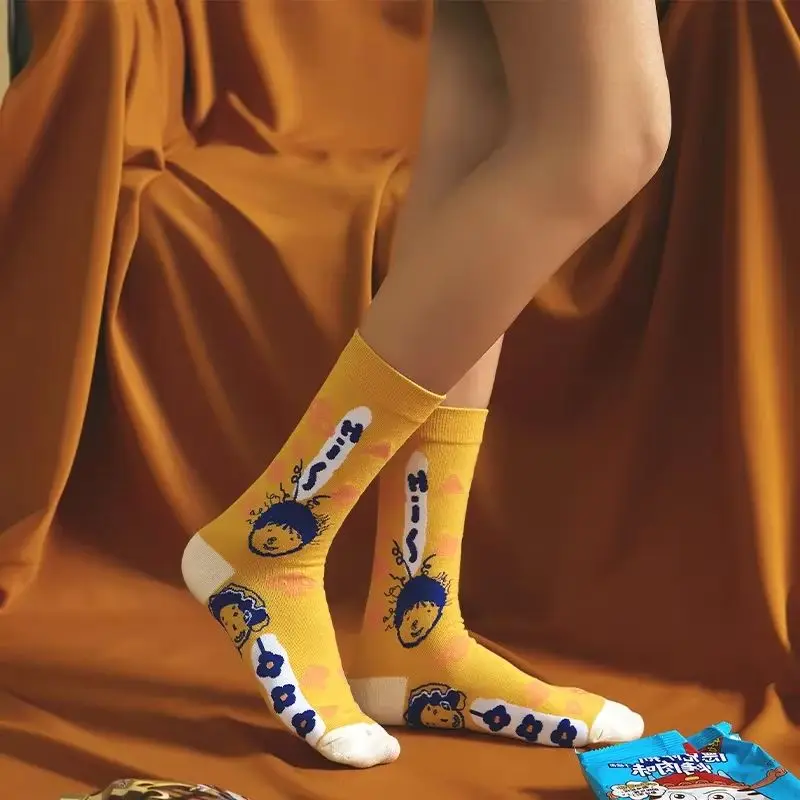 طقم جوارب قطنية برسومات كرتونية ووجوه تعبيرية