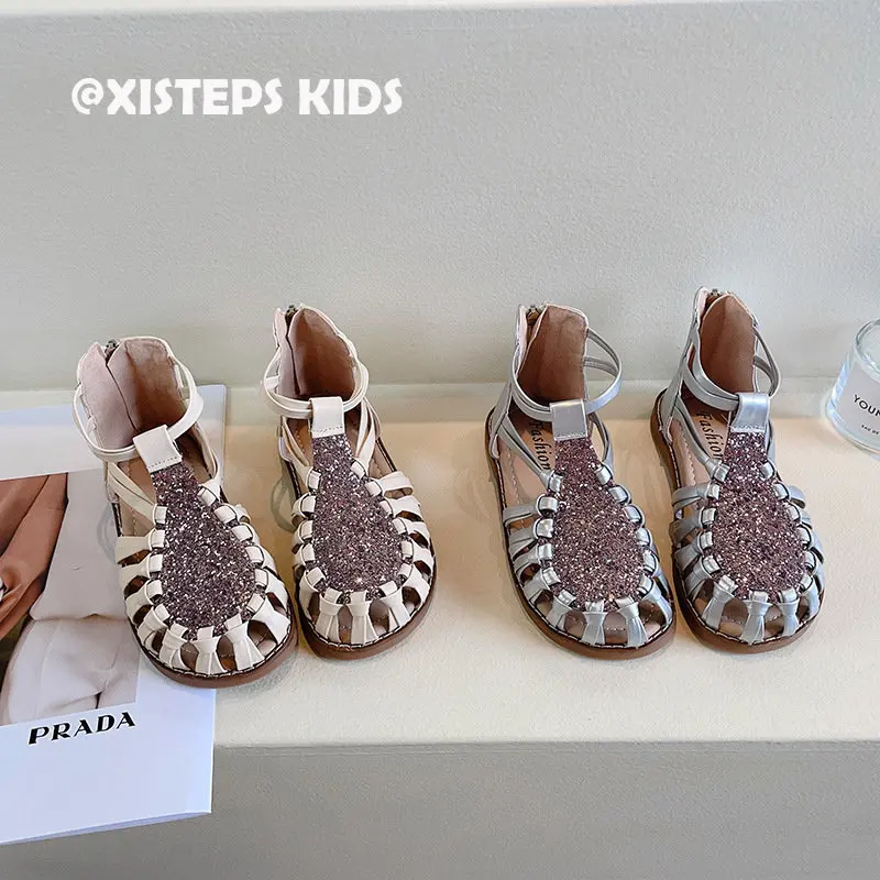 

3-12Y Children Girls Summer Sandals Fashion Princess Girls Gladiator Sandals Non-slip Kids Shoes Toddler Sequins Footwear 2023