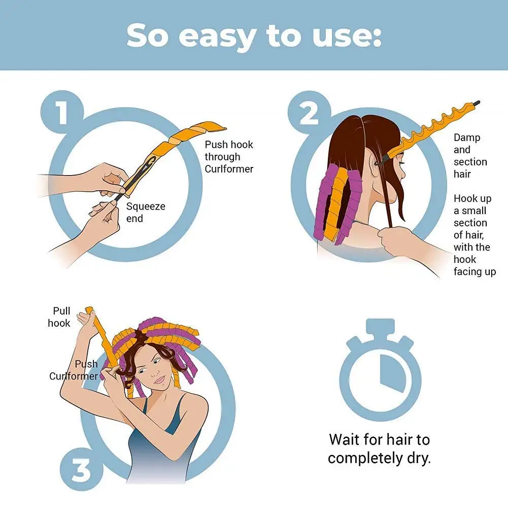 12PCS бигуди для волос Portable Hair Rollers Sticks No Heat Wave For Women Durable Curling DIY Magic Hair Curler Styling Tools