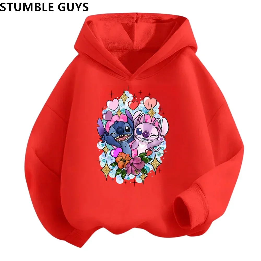여아용 스티치 후드티 세트, 긴팔, 하라주쿠 풀오버, 디즈니 시리즈, 맨투맨 캐쥬얼 후드 상의, 가을 및 겨울, 신상