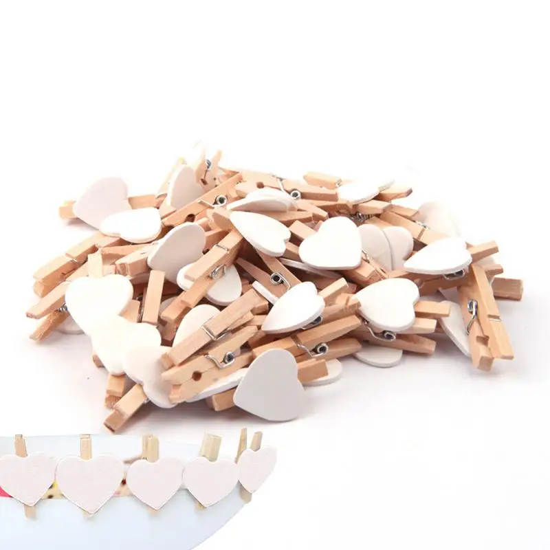 

Mini Clothes Pins For Photo 50pcs Heart Shaped Wooden Photo Clips Cute Clothes Pins Bulk 3cm Color Love Clip For Cartoon Crafts