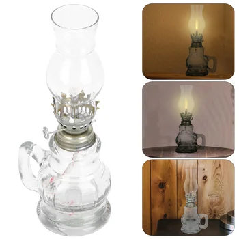 Retro Style Glass Oil Lantern Glass Cover Kerosene Lamp Lighting Tool for Home