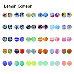 Lemon Comeon – anneau de dentition en Silicone pour bébé, 10 pièces, perles rondes imprimées de 15mm, DIY, breloque à mâcher, collier, accessoires bijoux, morsure, jouets pour bébés 