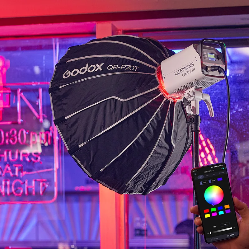 Godox LA150R LA200R LA300R RGB Full Color COB Photography Fill Light Bowens Mount 1800K-10000K LED Video Light with NFC 4