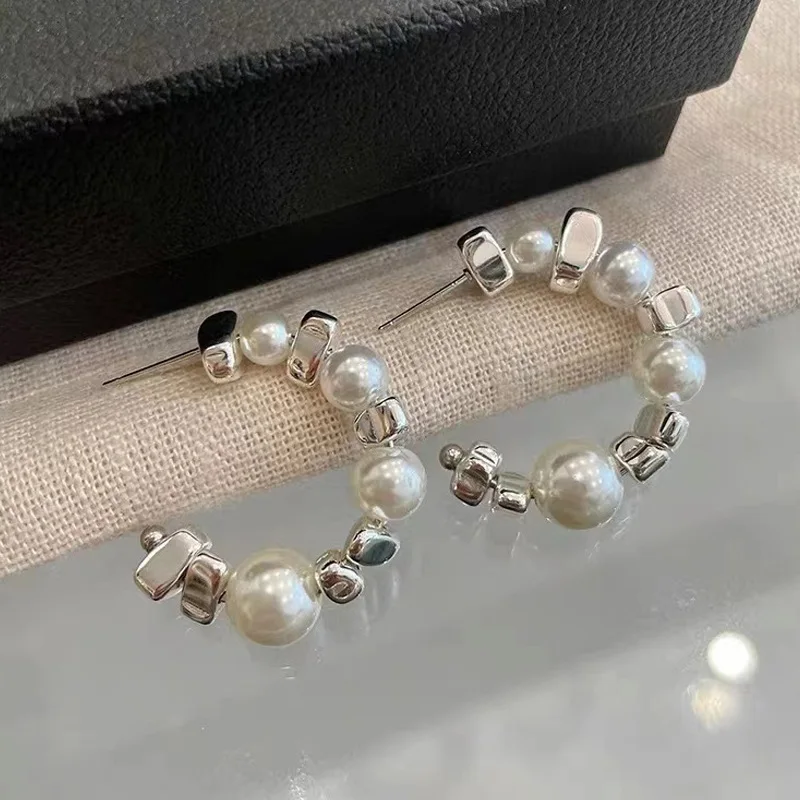 Dangle Earrings Pearl Earrings Drop Earrings Pendant Earrings Long Earrings C Shape Irregular Beaded & Pearl Semicircular Earrings for Women Party