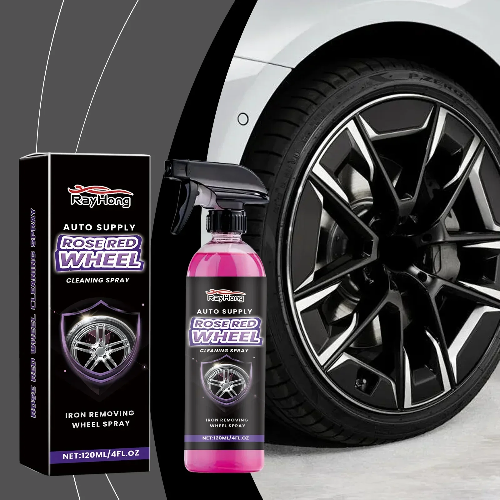 Tire Cleaner Spray 120ml Portable Tire Spray For Wheels High Gloss Tire Cleaner Waterproof Wheel Care Products Rim Cleaner Spray