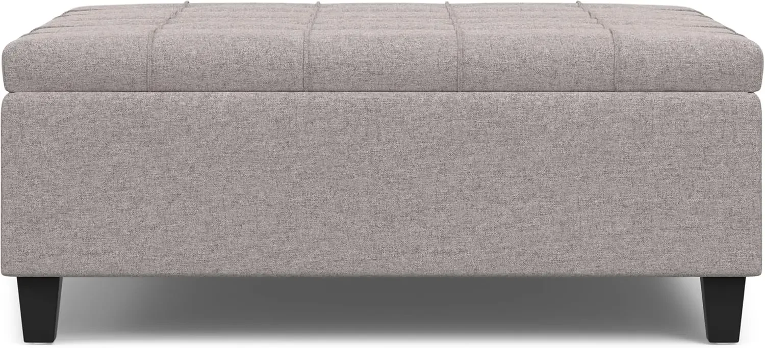 Harrison 40 inch Wide Transitional Square Large Square Coffee Table Storage Ottoman in Cloud Grey for The Living Room 5