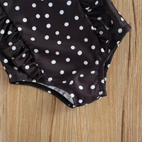Breathable Little Girls Fashion Swimsuit Summer Children Fashionable Black/White Wave Point Sleeveless Swimwear For Vacation 5