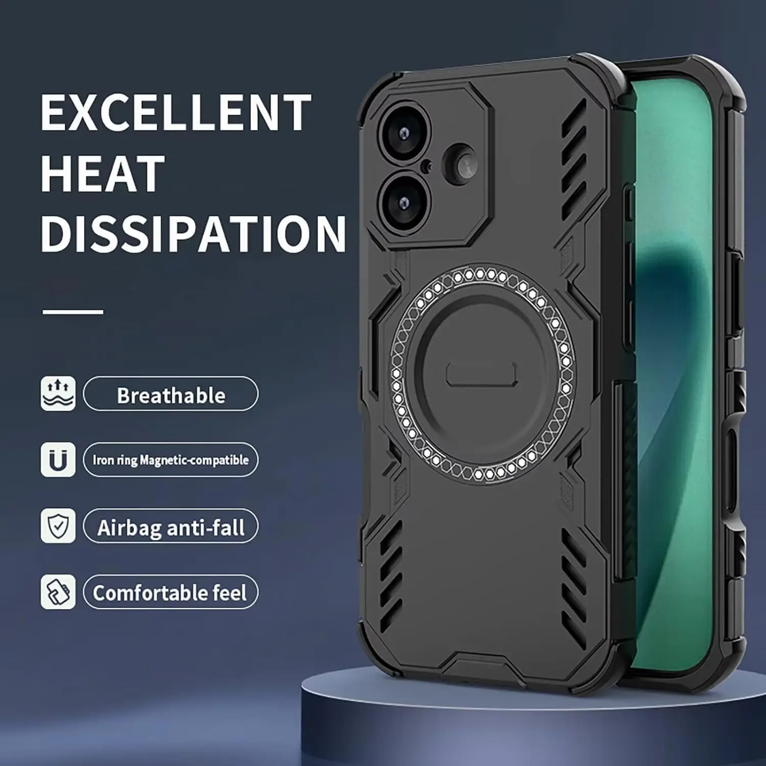 Advanced Heat Dissipation Magnetic Wireless Charging Case with Lens Protection