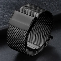 Universal Milanese Mesh Stainless Steel Watch Band - Black, Rose Gold, Silver - 16mm (Black)