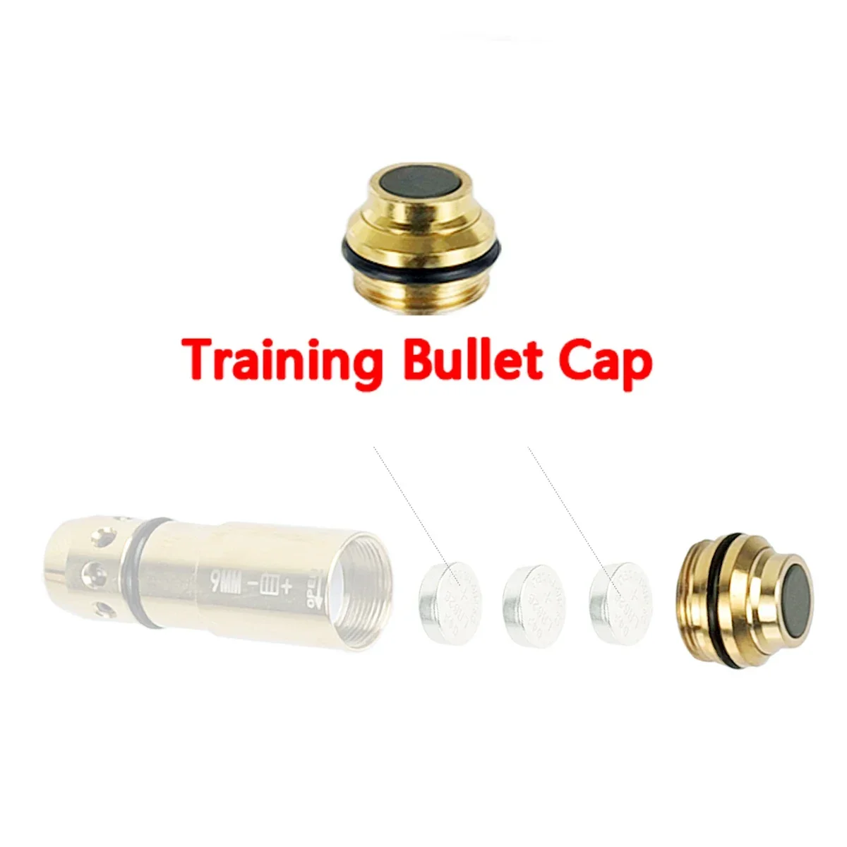 Laser Bullet Training Cartridge Tactical 9mm Laser Bullet Training Cartridge Switch Cover Breech Cover Cap with Rubber Ring for 9x19mm .223Rem .38ACP .38SPL