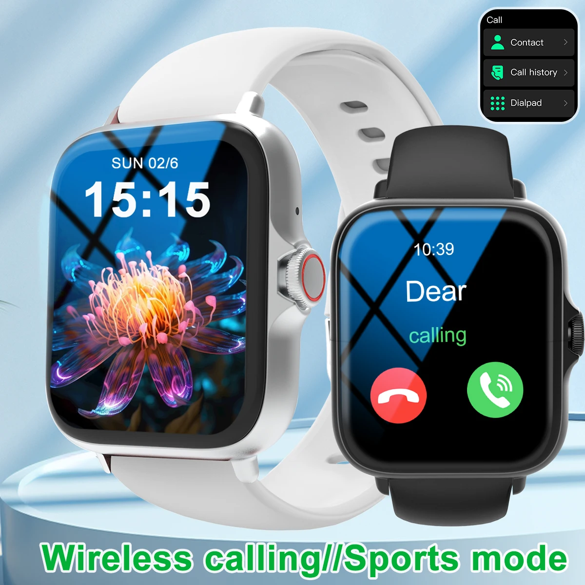 Smart watch with full touch screen, call, message reminder, music control and other functions, compatible with iPhone/android mo 1