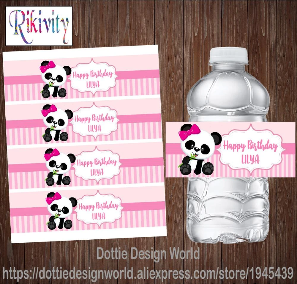 30/20 Customize Panda Girl Birthday Party Water Bottle Labels Stickers  Jungle Safari Wine Candy Wrapper Baby Shower Decoration|Party DIY  Decorations| - AliExpress