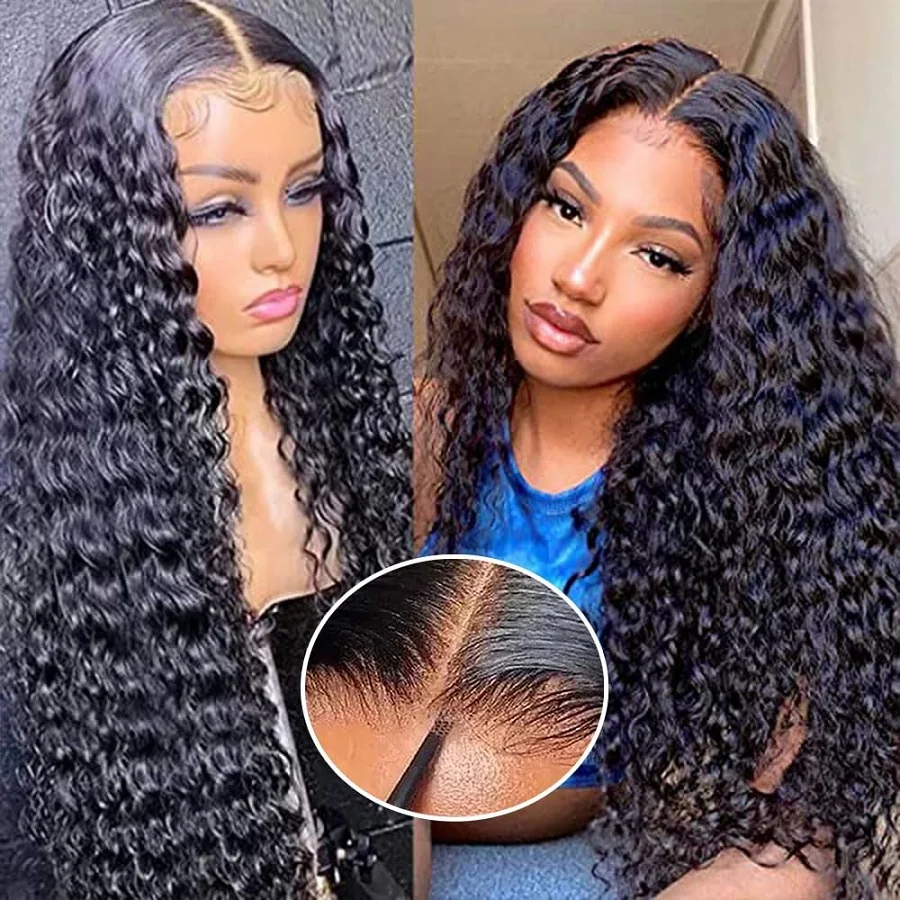 

5x5 Lace Glueless Human Hair Wigs Bling Hair Pre Plucked Human Hair Deep Wave Glueless Wig Human Hair Lace Closure Wigs