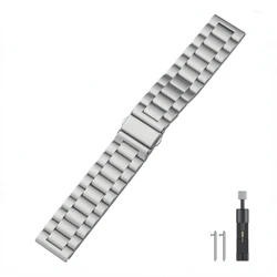 Premium Stainless Steel Metal Strap Bracelet - 22mm Adjustable Watch Band in Silver for Huawei GT3 Pro 46mm (Titanium)