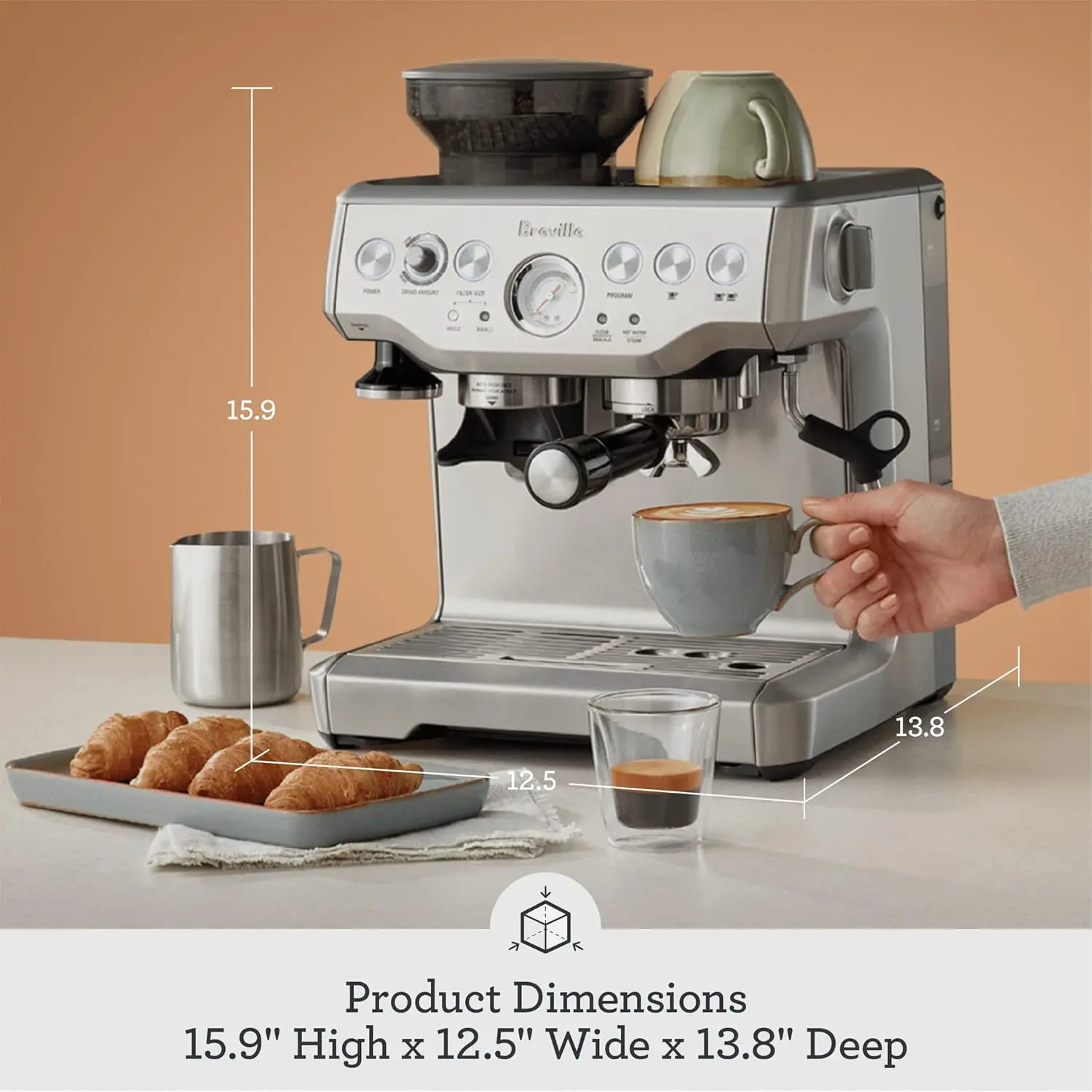 Barista Express Espresso Machine BES870XL Brushed Stainless Steel Precise Espresso Extraction Espresso Machine with Grinding 6