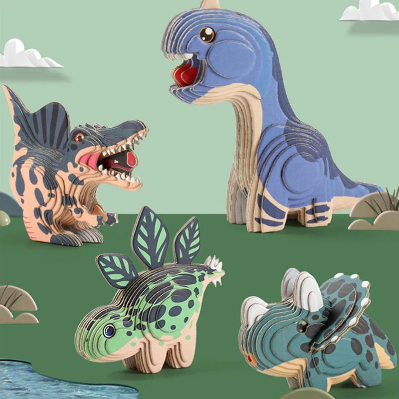 Creative Dinosaur 3D Paper Puzzle Craft Tyrannosaurus Rex Cardboard ...