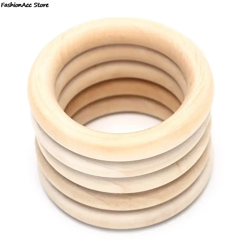 Unfinished Solid Wooden Rings 5/10/20/50pcs 20-70MM for Macrame DIY Crafts Ornaments Jewelry Making