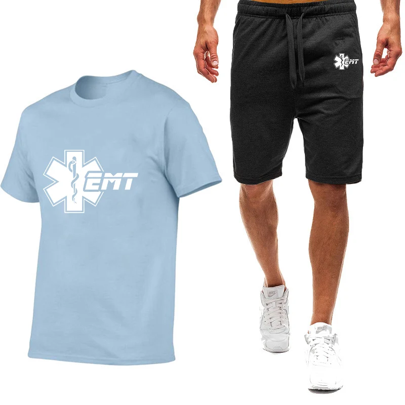 EMT Paramedics Emergency Medical 2023 Men's Summer New Fashion Nine-color Sportswear Casual Short-sleeved Printed T-shirt+Pants