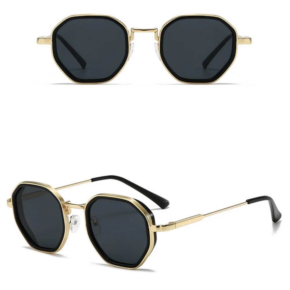 Uv400 Sonnenbrille, leicht, Retro, quadratisch, Farbverlaufsrahmen, Brillen, stilvolle Polygon-Sonnenbrille aus Metall zum Angeln, Wandern – Detail 8