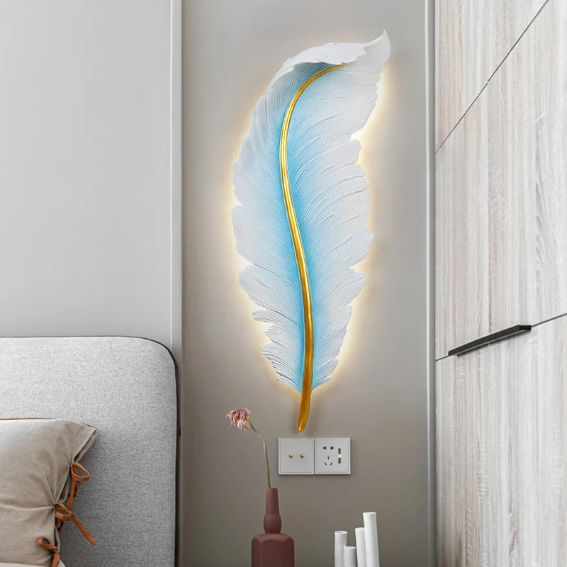 

Creative Feather Wall Lamps for Living Room Restaurant Bedroom Loft Home Decoration Bathroom Mirror Light LED Lighting Fixtures