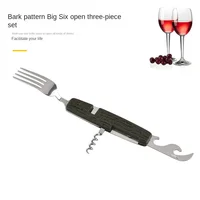 2 PCS Outdoor Camping Cutlery Stainless Steel Wire Handle Knife, Fork And Spoon 3-Piece Portable Folding Travel Dinner Knife Set 1