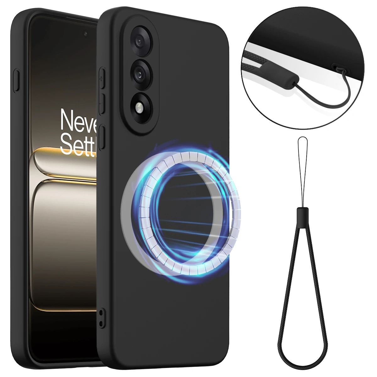Magnetic Soft Liquid Silicone Strap Protective Case with Microfiber Lining