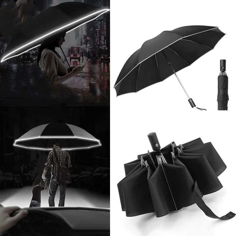 Hot Automatic Umbrella Rain Wind Resistant Sun Umbrellas Reverse