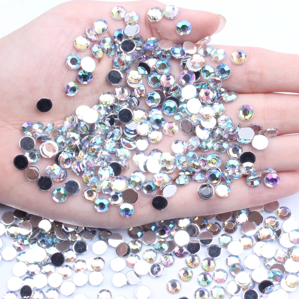 

Crystal AB 1.5-12mm Acrylic Rhinestones Half Round Beads Flatback Facets Glue On DIY Craft Backpack Garment Accessories