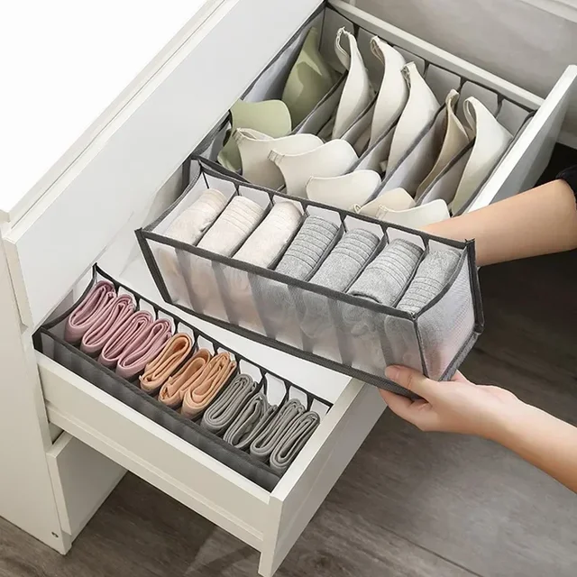 Organisateur de tiroir pour sous-vêtements, boîte de rangement pliable, organisateurs de placard, diviseur de tiroir, boîtes de rangement pour sous-vêtements, chaussettes, soutien-gorge 2