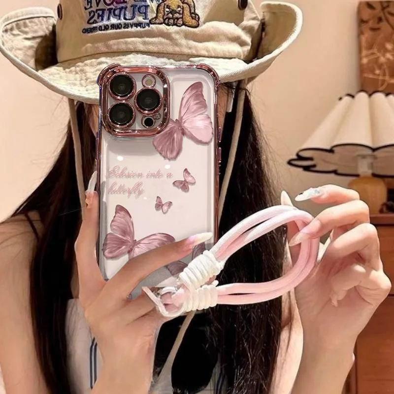 Butterfly Design Phone Case with Strap Cover