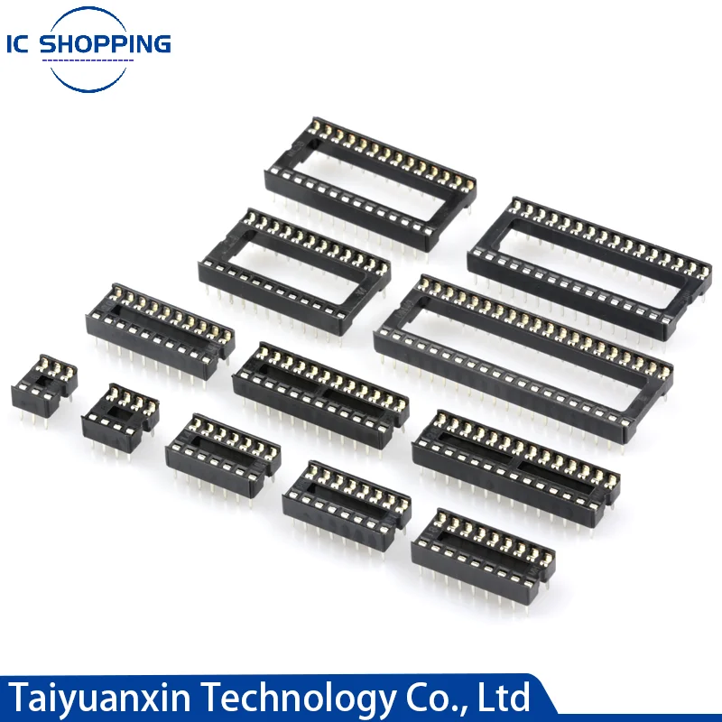 

10PCS IC Sockets Connector DIP40 DIP6 Integrated Block Single chip Microcomputer Chip Round Hole Base DIP8 14 16 20 24 28 32P