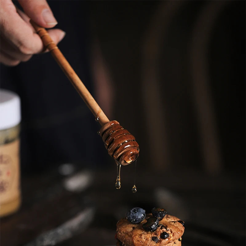 6Pcs Wooden Honey Spoon Honey Dipper Sticks Wood Spoon for Jar Syrup Stick Mixing Stirrer Kitchen Tools 16CM