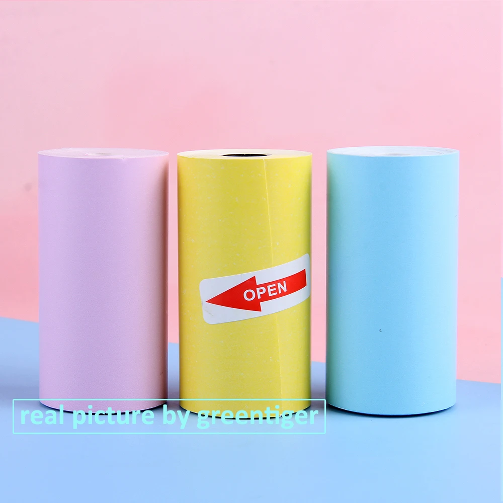 Thermal Paper White Colorful Adhesive Sticker Label Paper Print 6 Rolls For Pocket Thermal Printer and Kids Instant Camera