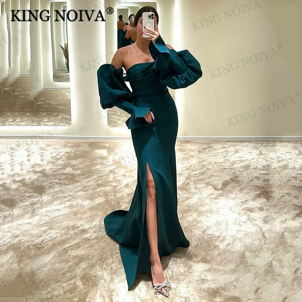 

KING Elegant Off The Shoulder Mermaid Satin Evening Dresses 2024 Backless Pleat Floor-Length Simple Prom Dress robe de soiréé