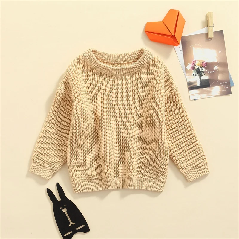 Newborn Baby Sweater Girls Boys Autumn Winter Clothing Solid Color Long Sleeve Pullover Knit Tops Infant Knitwear baby girls sweater