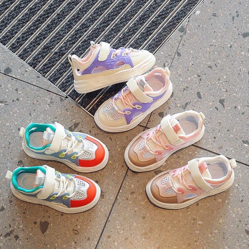 Zapatillas deporte con agujeros para niños, zapatos deportivos ligeros, versátiles, antideslizantes, de fondo grueso, con gancho y novedad de verano 2022| | - AliExpress