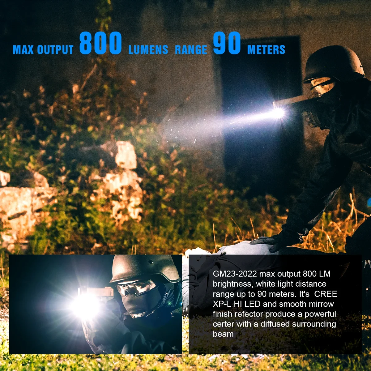 Trustfire GM23 Led Tactical Flashlight 800 Lumens Rechargeable Lamps Mini Light Quick Release Picatinny with Usb Charging — view 2