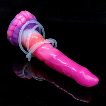 FAAK New Squirting Monster Dildo Glowing In Dark Fantasy Butt Plug Silicone Flexible Sex Toy For Women Men Prostate Stimulator 6
