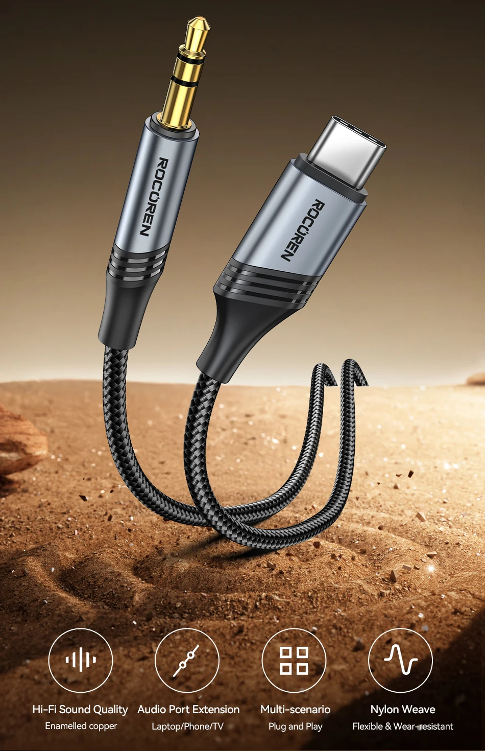 S03d10e998c424e5fb52269dd92f77affr Rocoren Câble Type-C à 3.5mm Audio AUX – Adaptateur Son Haute Qualité