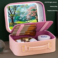Cosmetic bag with LED light, hard cosmetic case, travel storage box, dimmable mirror cosmetic case 1
