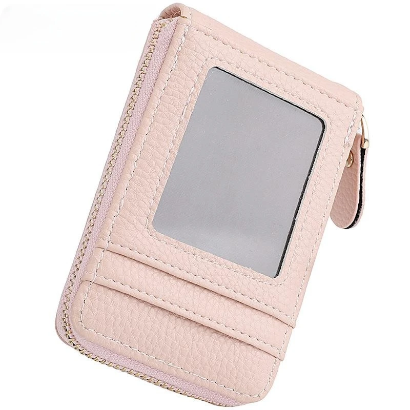 Solid Color Lichee Pattern Short Wallet Zipper Around Coin Purse Women's Credit Card Holder