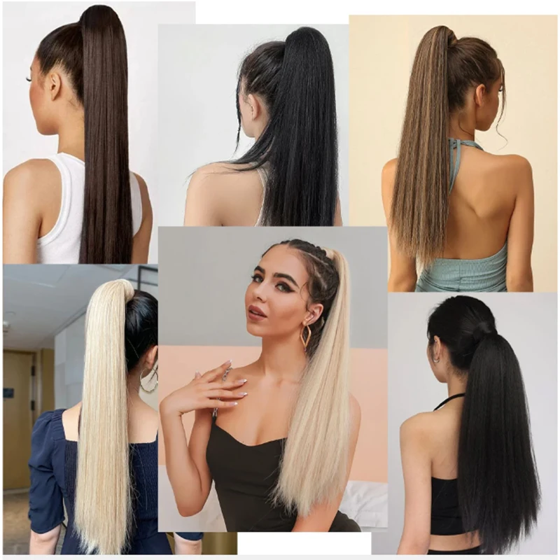 H&STAR 22inch Synthetic Ponytail Extensions  With Hair Tie Wrap Around Hair Braid Extensions  Rubber Band Hair Ring  Braid DIY